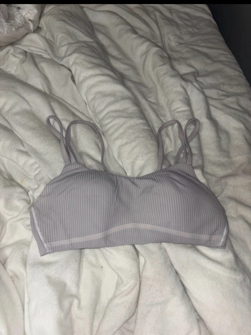 lululemon athletica Ribbed Light Gray/white Sports Bra
